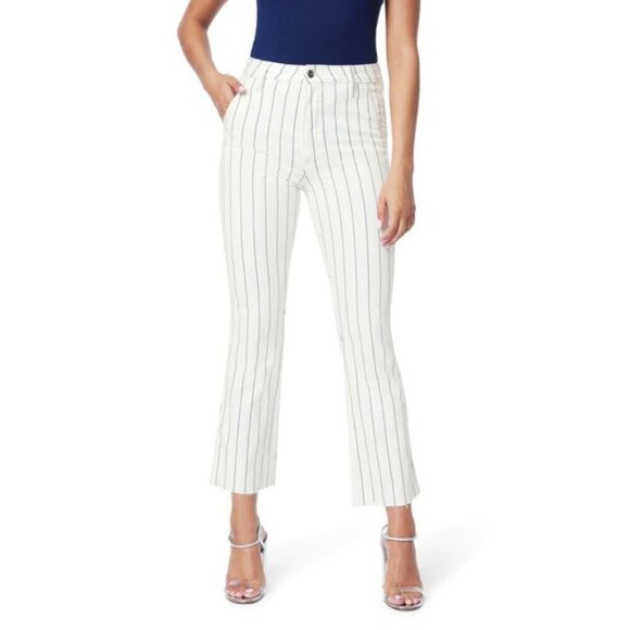 Joe's Jeans The Slim Kick High-Rise Striped Trousers Sz 28 Crop Raw Hem - Picture 6 of 6